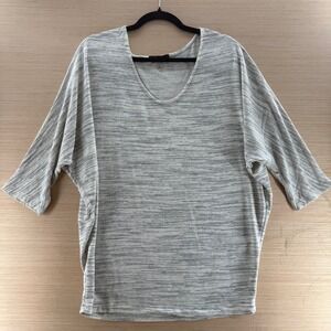 Laila Jayde Womens Grey Space Dye Dolman Sleeve Scoop Neck Top SZ L Flattering